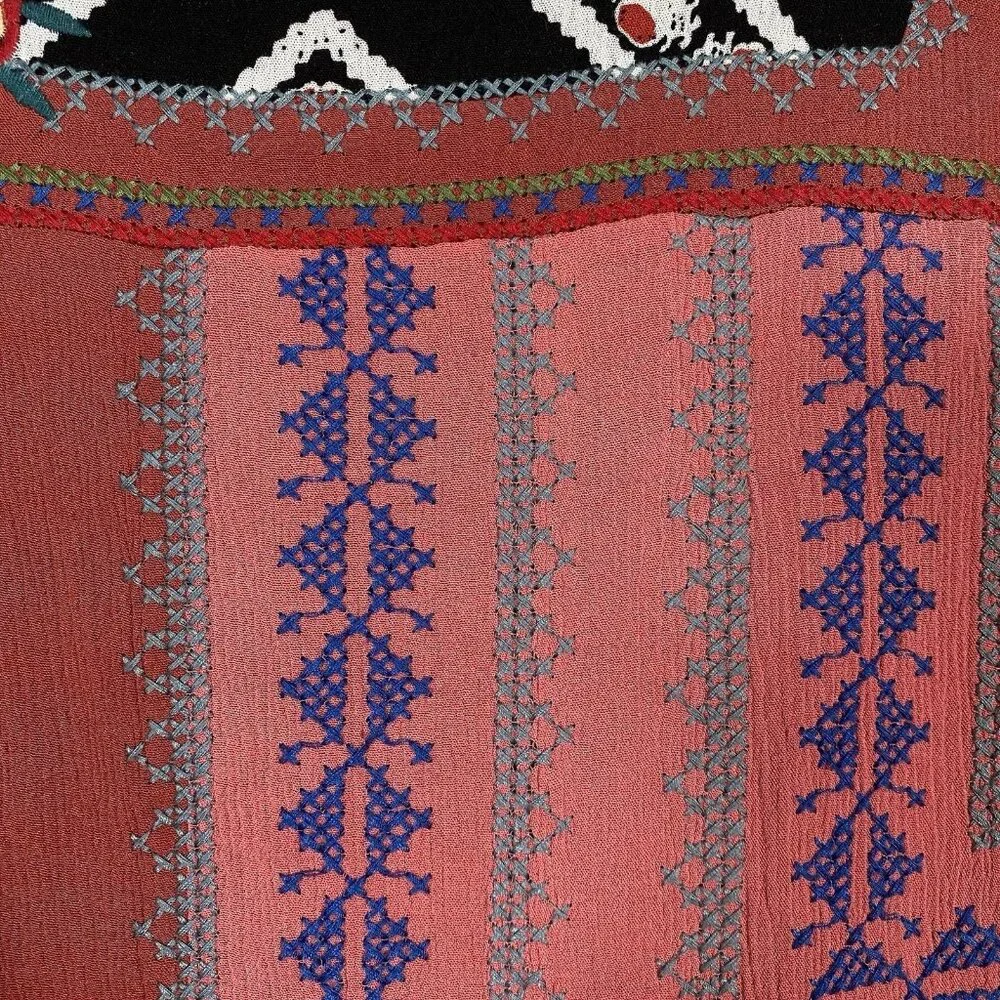 Desigual Creta Dress 38 Boho Embroidered Mixed Print Eclectic Ethnic Patchwork - Picture 7 of 16